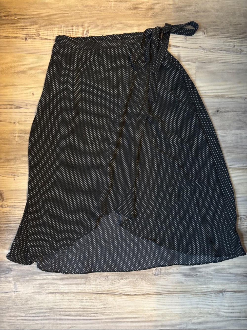 Green Envelope Black Polka Dot High-Low Wrap Skirt
